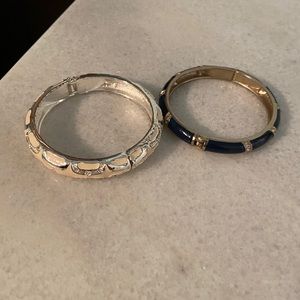 Classic enamel and silver hinge bracelets